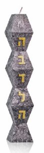 Picture of Havdallah Candle Facet Design Gray Gold Accent 10.5"